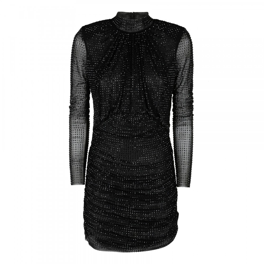 Black rhinestone mesh mini dress | Le Noir - Unconventional Luxury