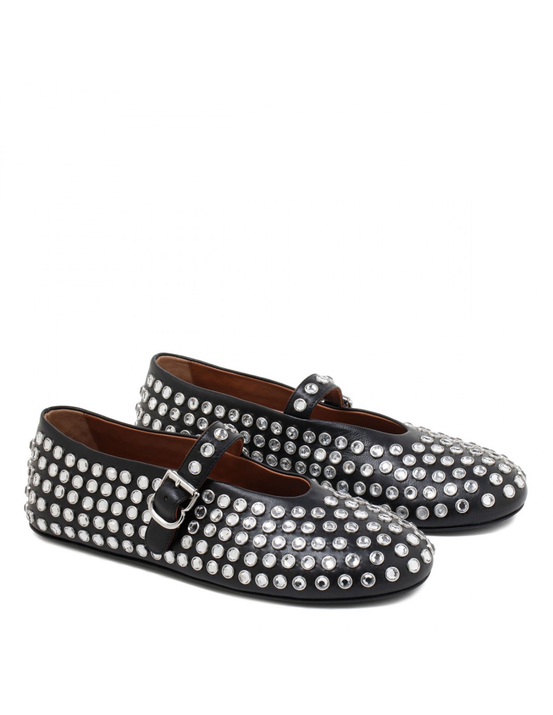 Strass leather ballerinas