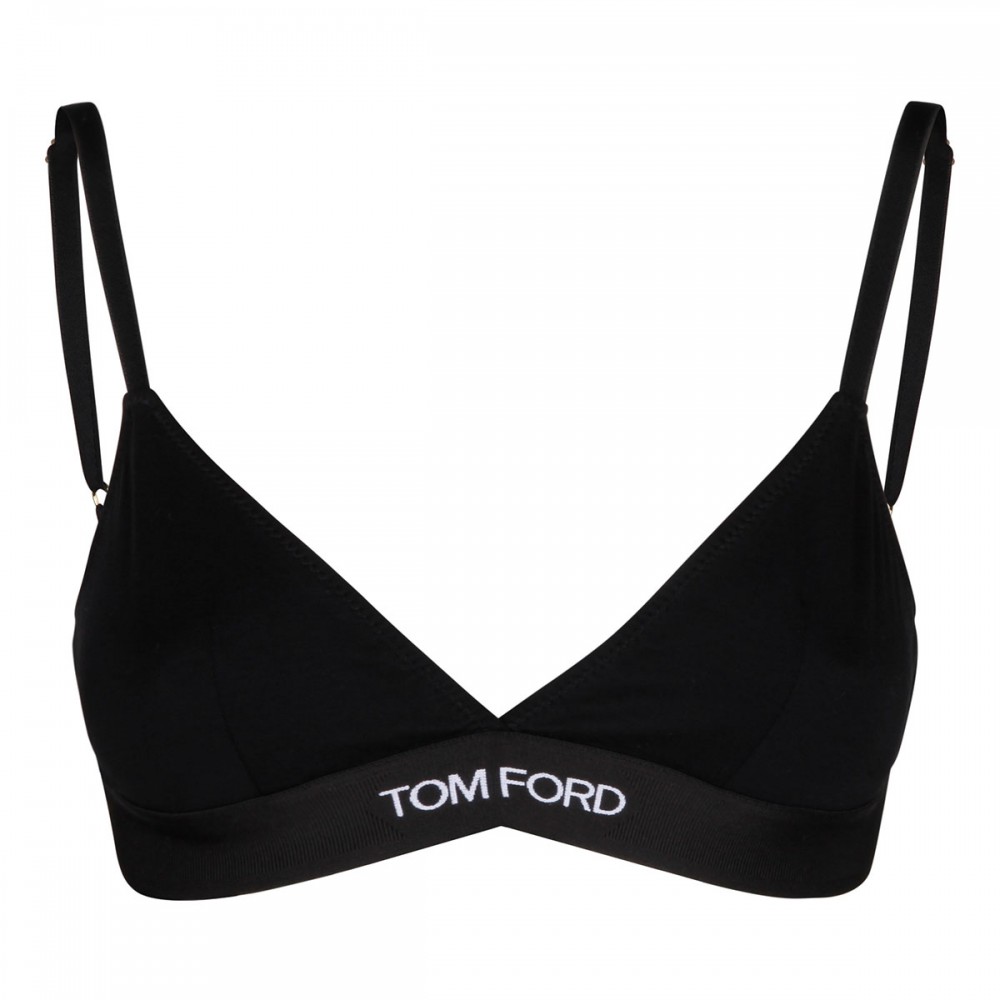 Black triangle-cup bra