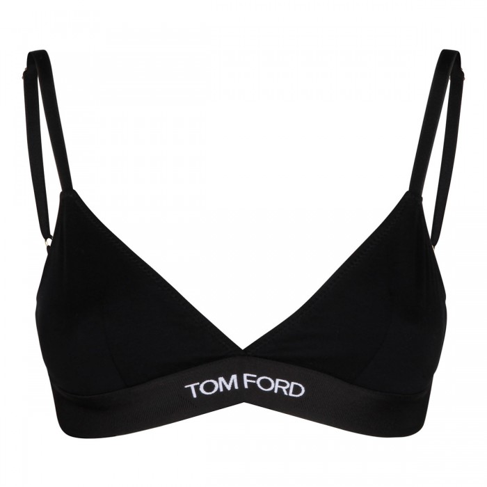 Black triangle-cup bra