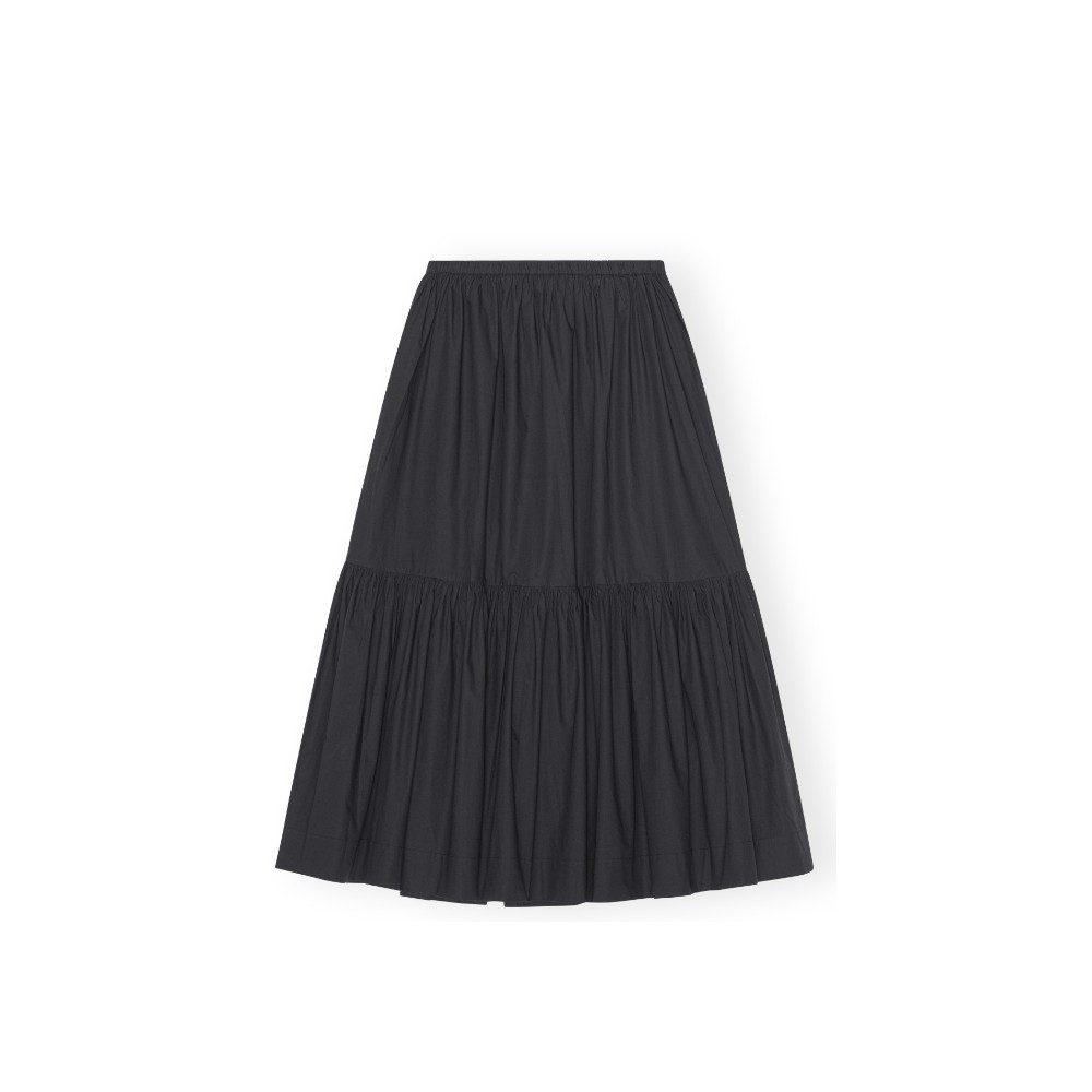 Poplin maxi flounce skirt