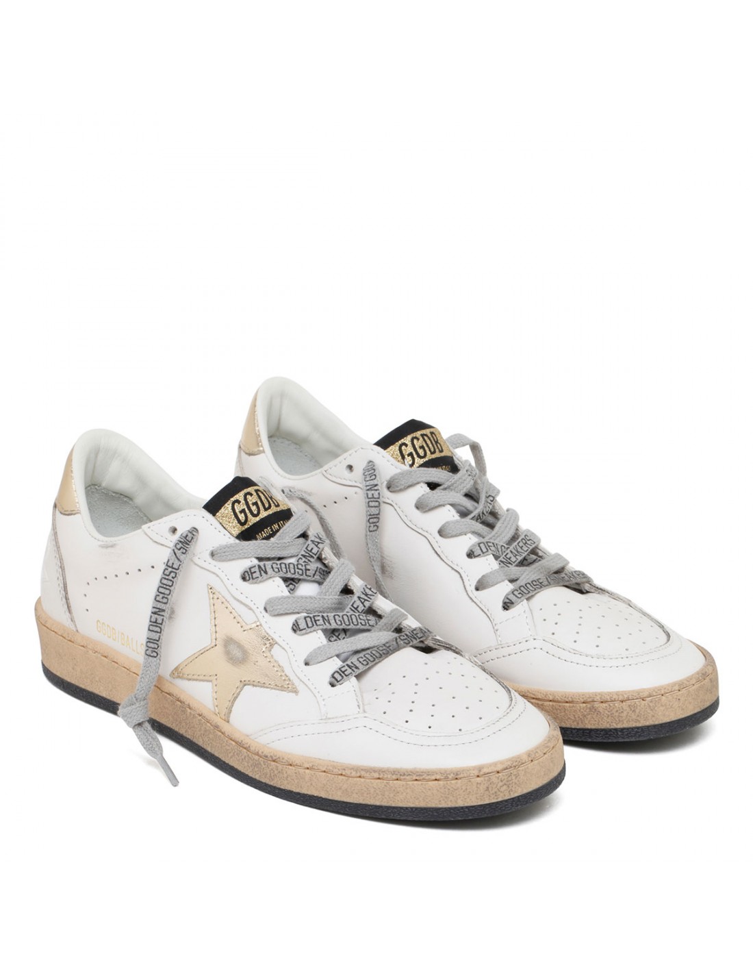 BallStar white and gold sneakers