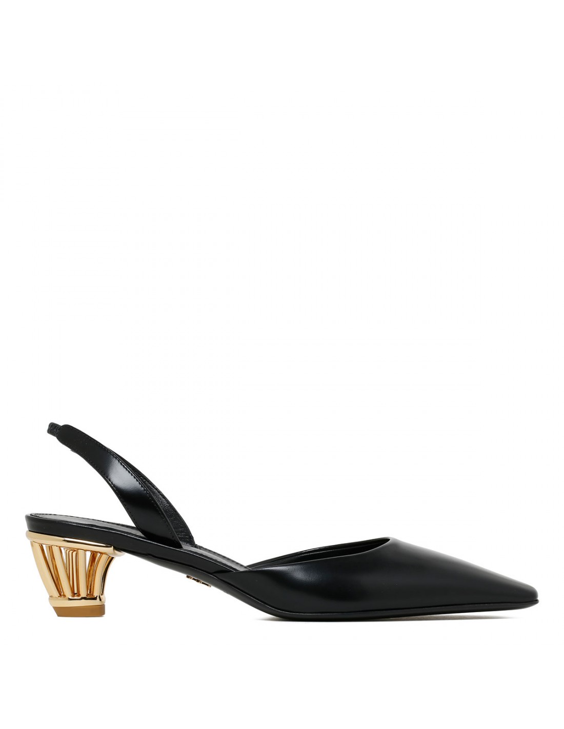 Black leather slingback pumps