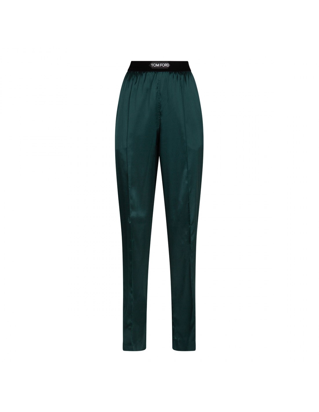 Dark emerald silk satin pants