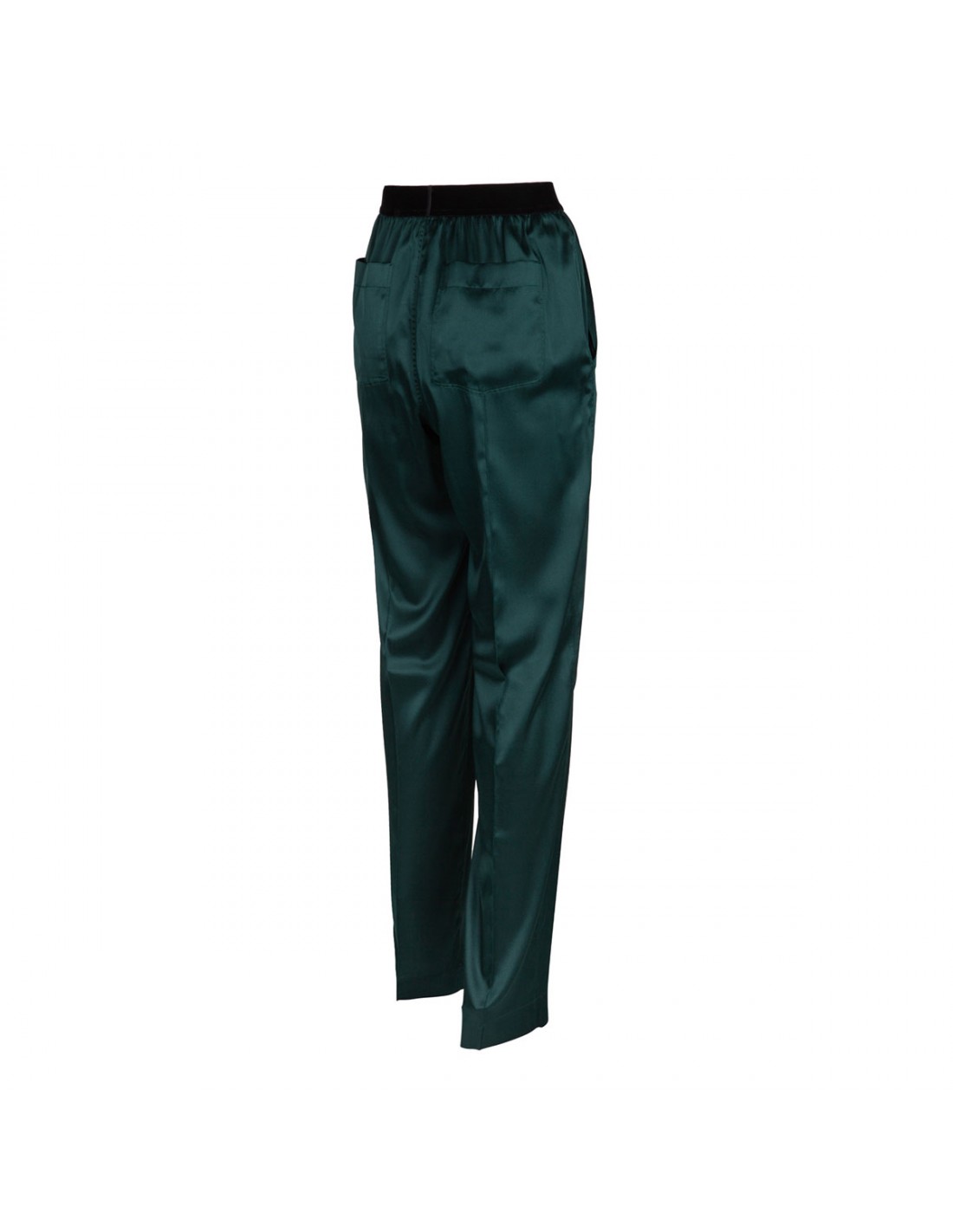 Dark emerald silk satin pants