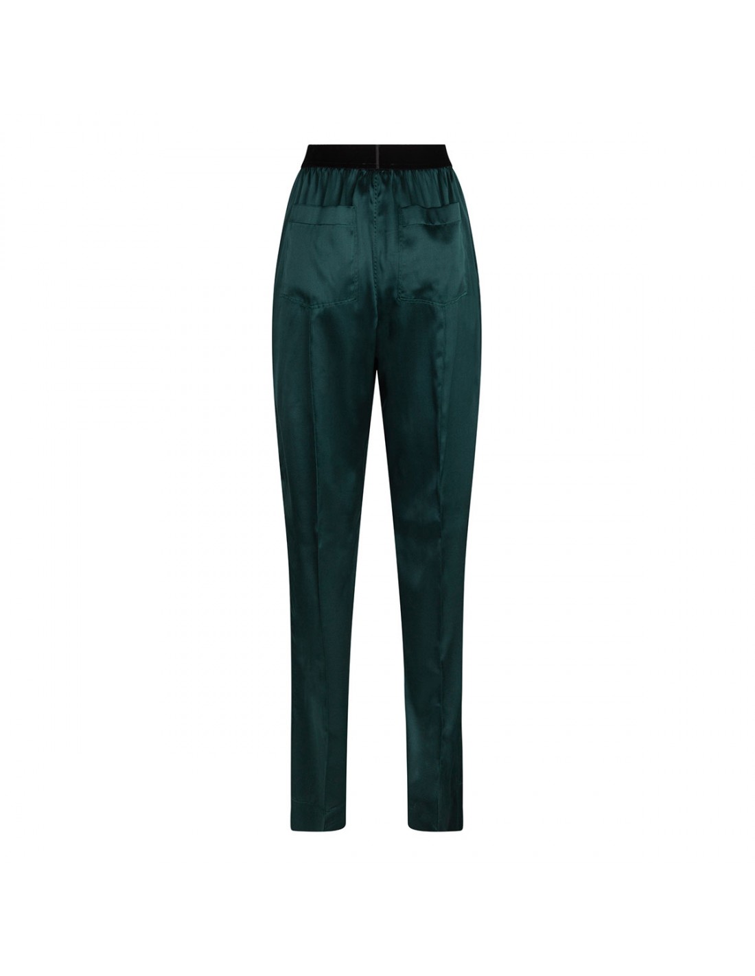 Dark emerald silk satin pants