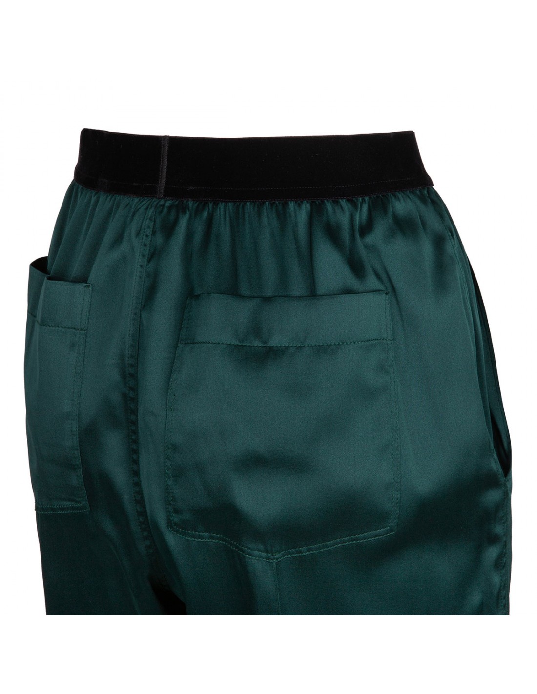 Dark emerald silk satin pants