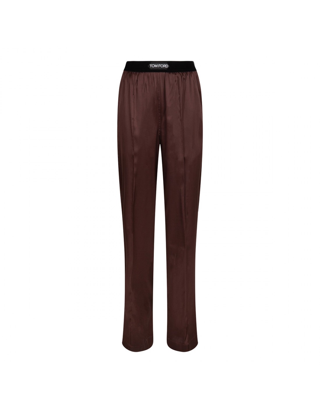 Dark brown silk satin pants