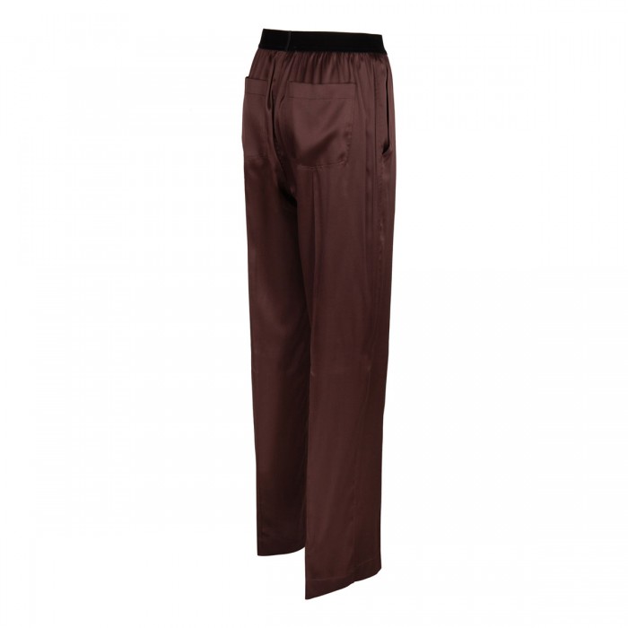 Dark brown silk satin pants