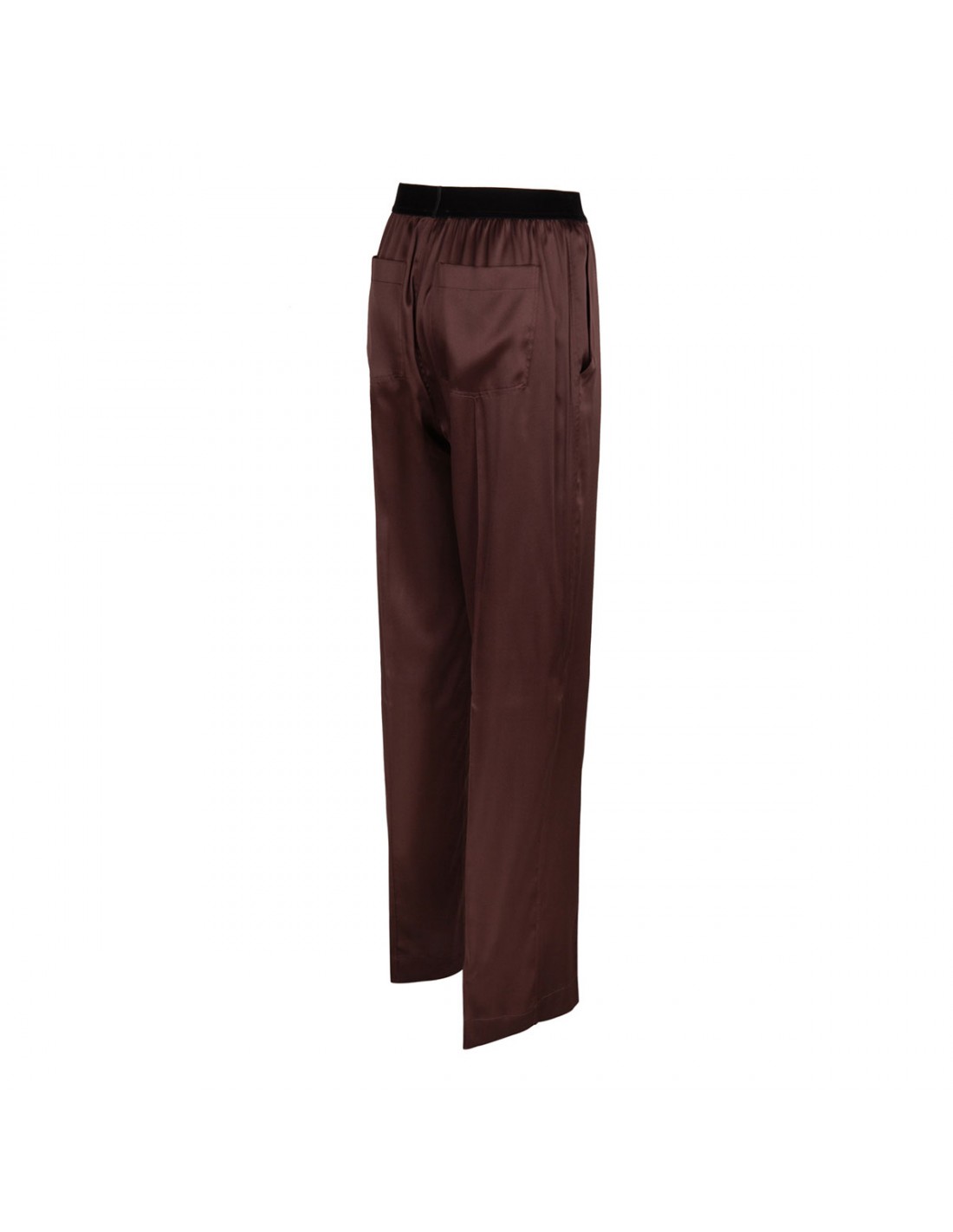 Dark brown silk satin pants