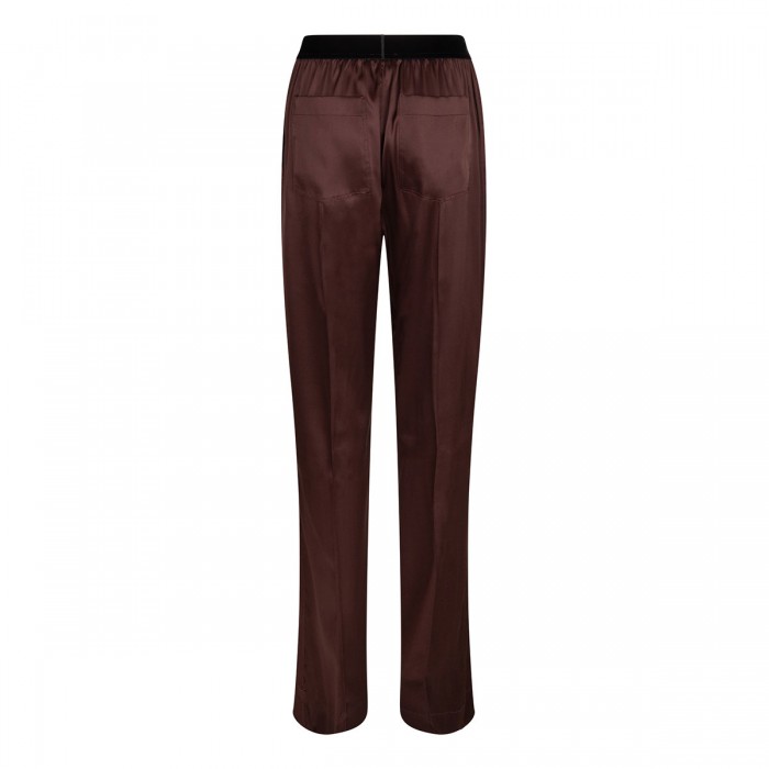 Dark brown silk satin pants