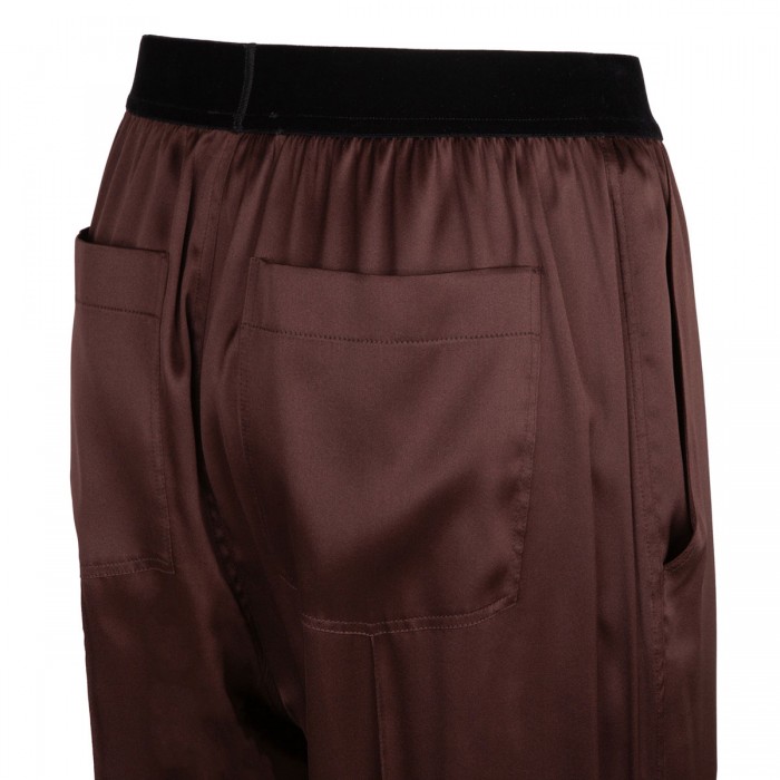 Dark brown silk satin pants