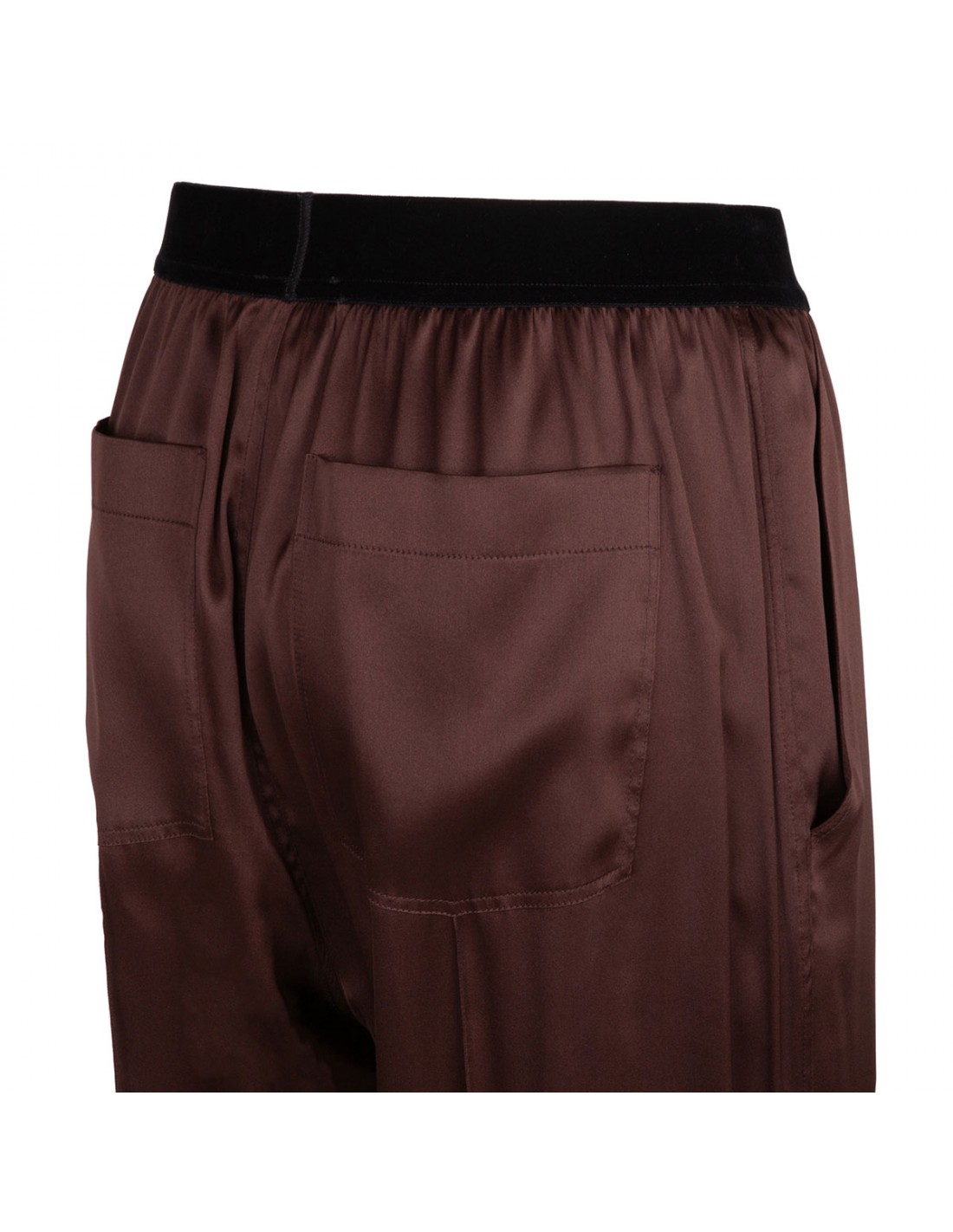 Dark brown silk satin pants