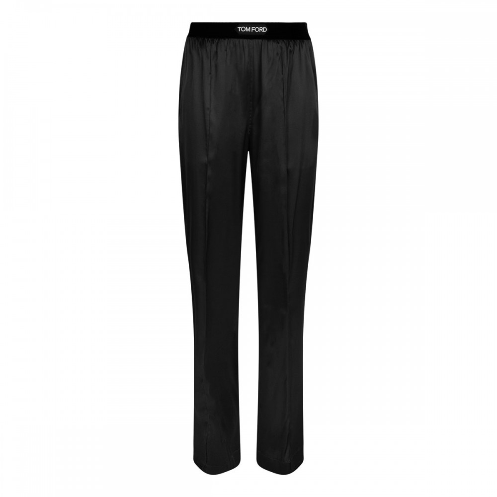 Black silk satin pants