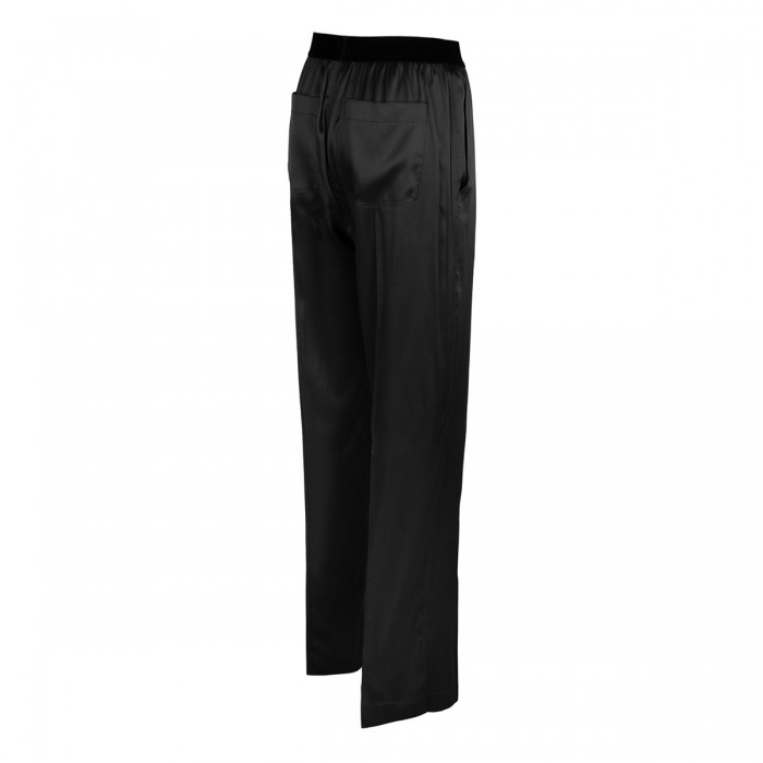 Black silk satin pants