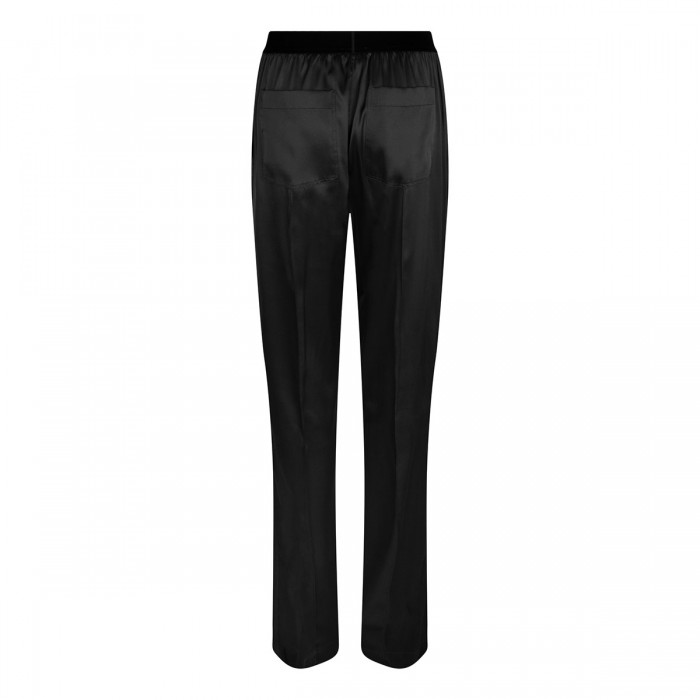 Black silk satin pants