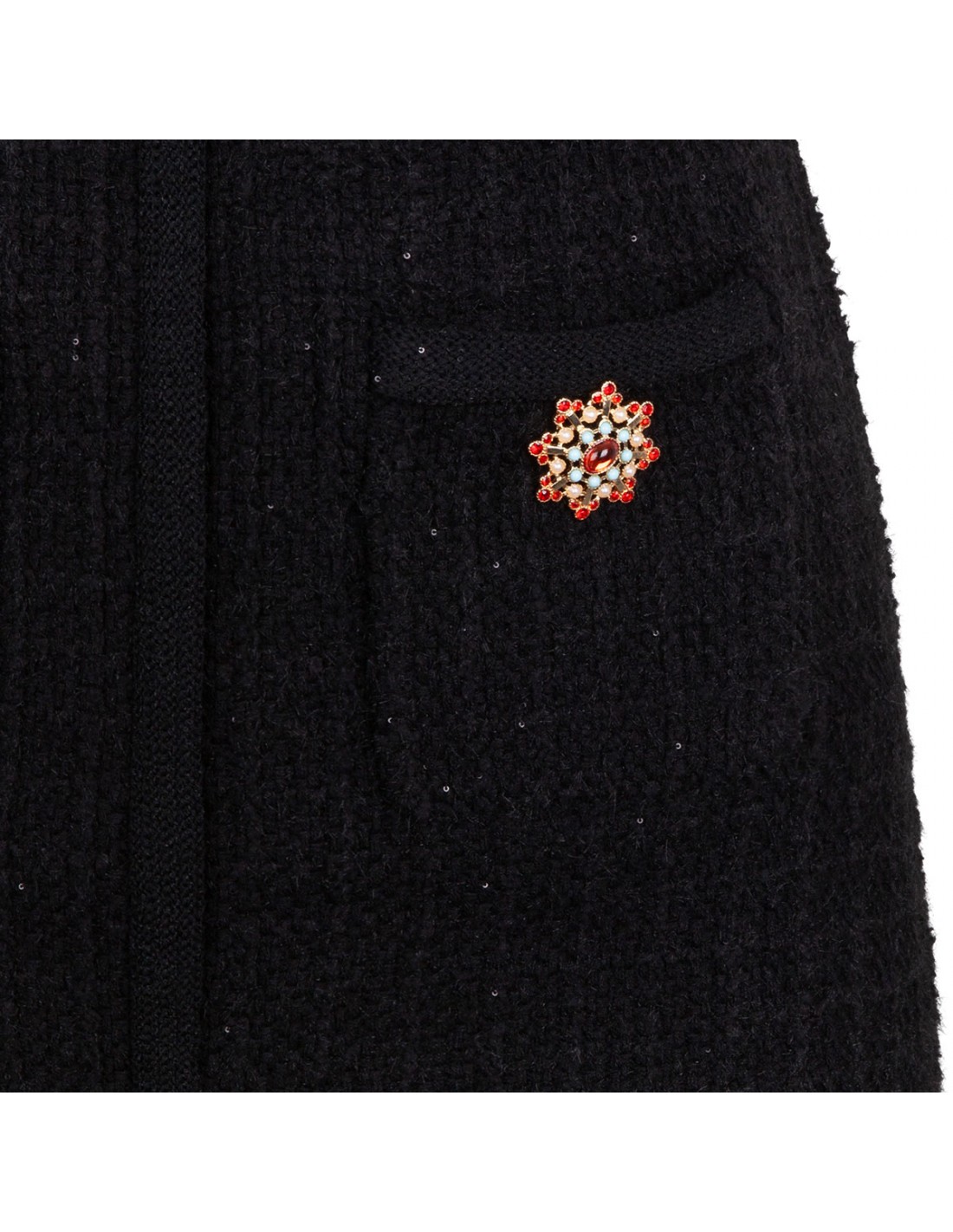 Black jewel button knit mini dress