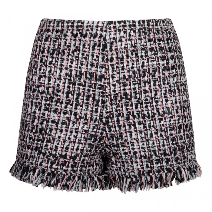 Black fringed boucle shorts