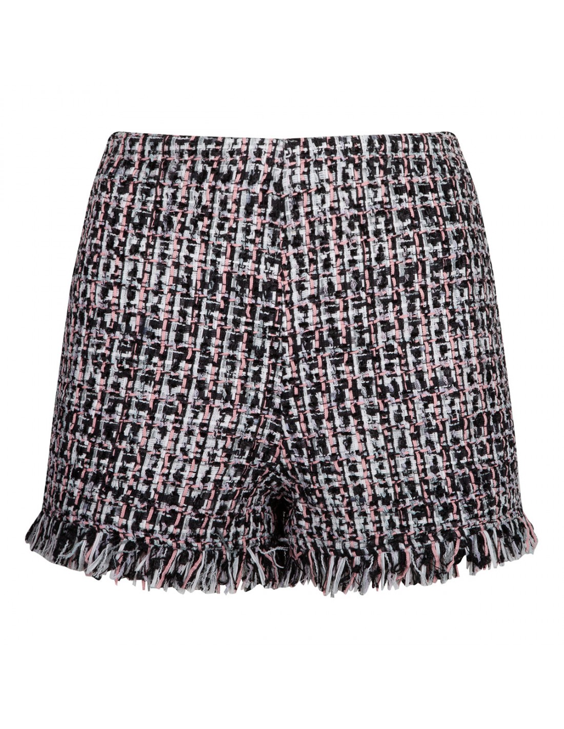 Black fringed boucle shorts