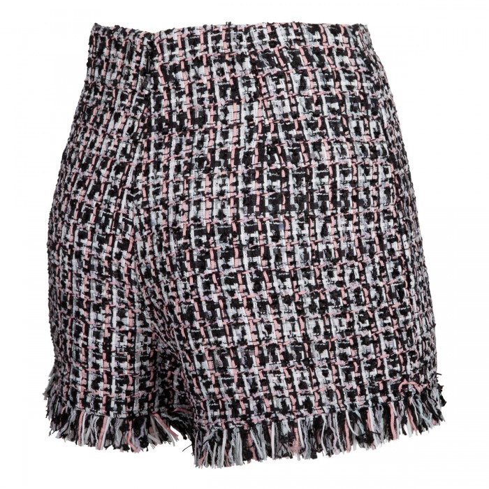 Black fringed boucle shorts