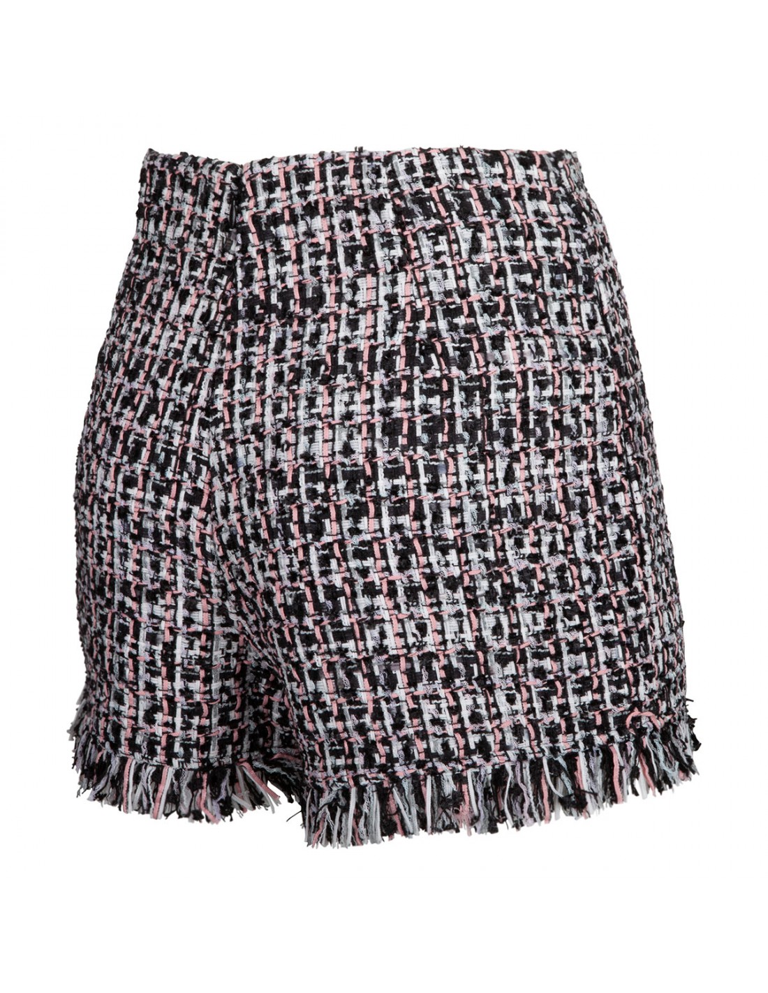 Black fringed boucle shorts