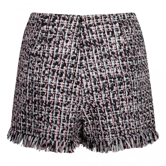 Black fringed boucle shorts