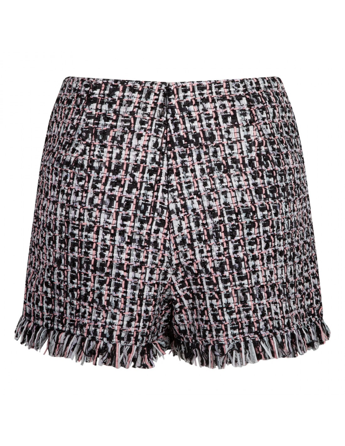 Black fringed boucle shorts