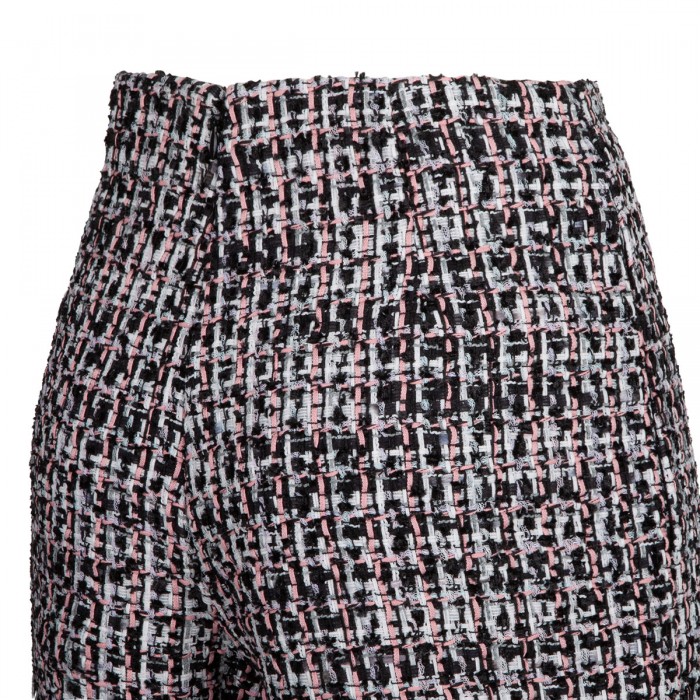 Black fringed boucle shorts