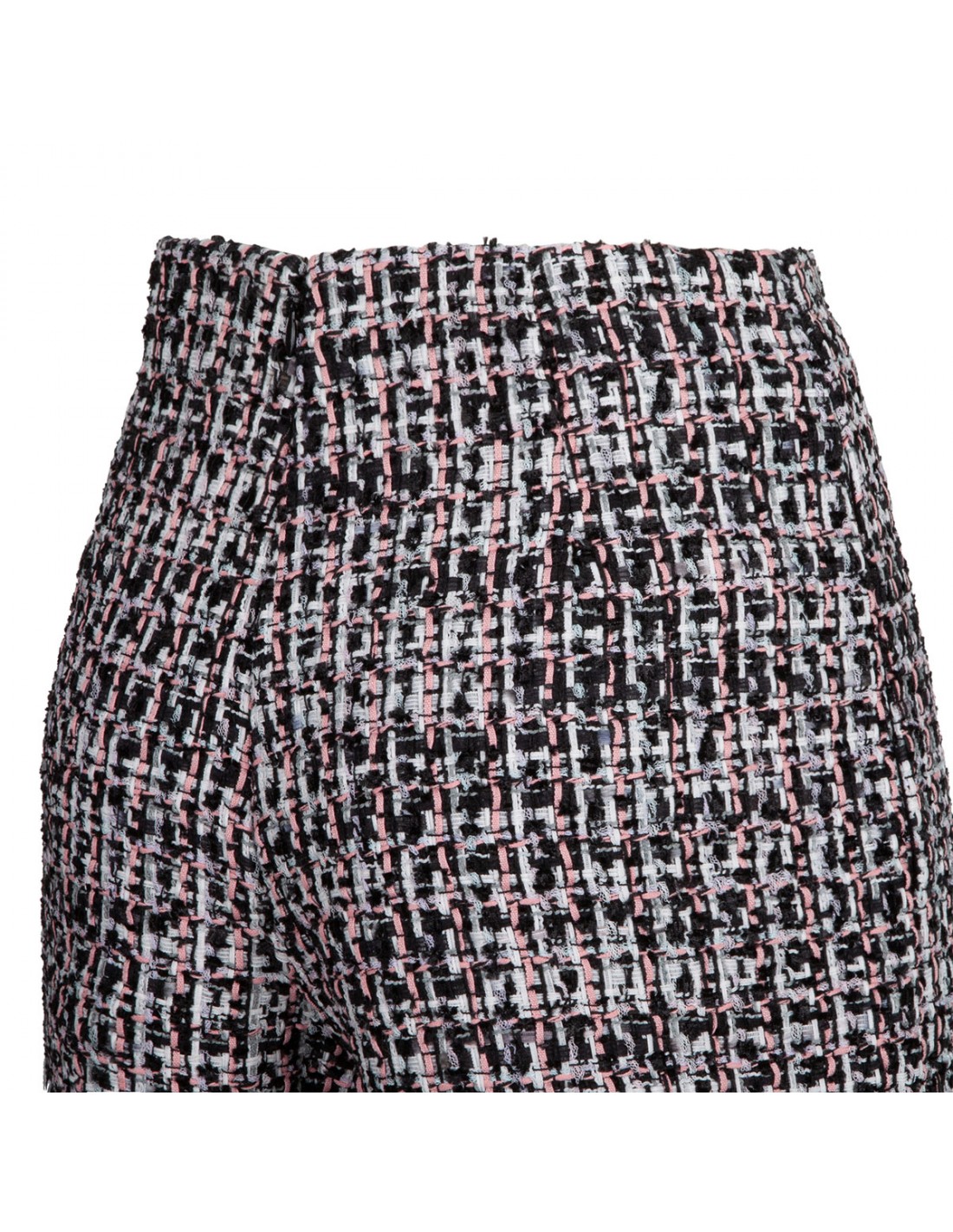 Black fringed boucle shorts