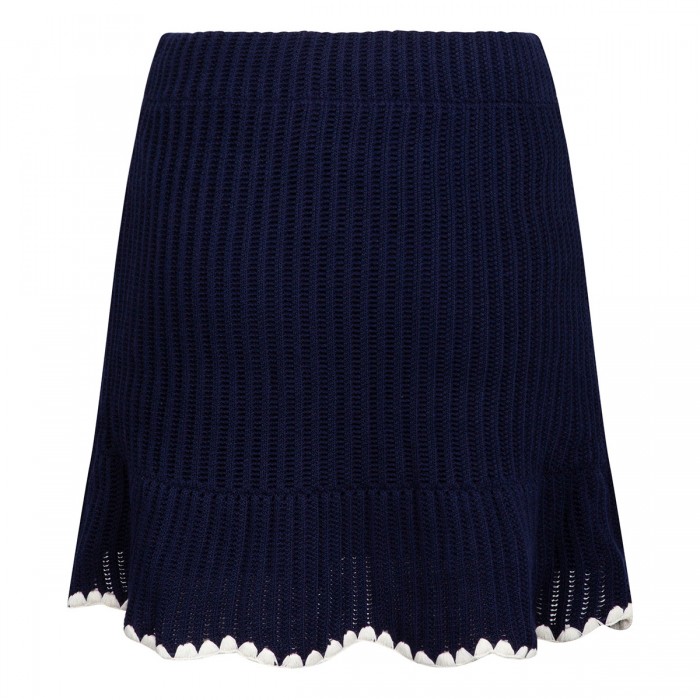 Navy crochet contrast trim mini skirt