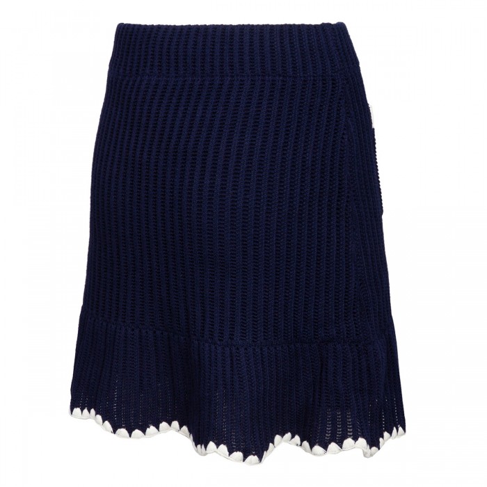 Navy crochet contrast trim mini skirt