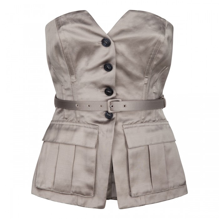 Taupe satin corset top