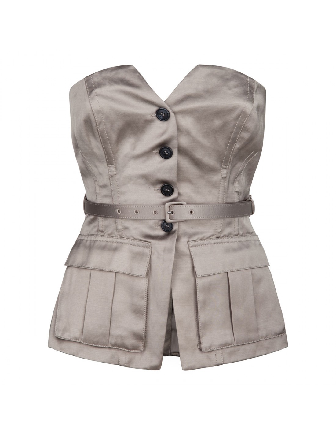 Taupe satin corset top