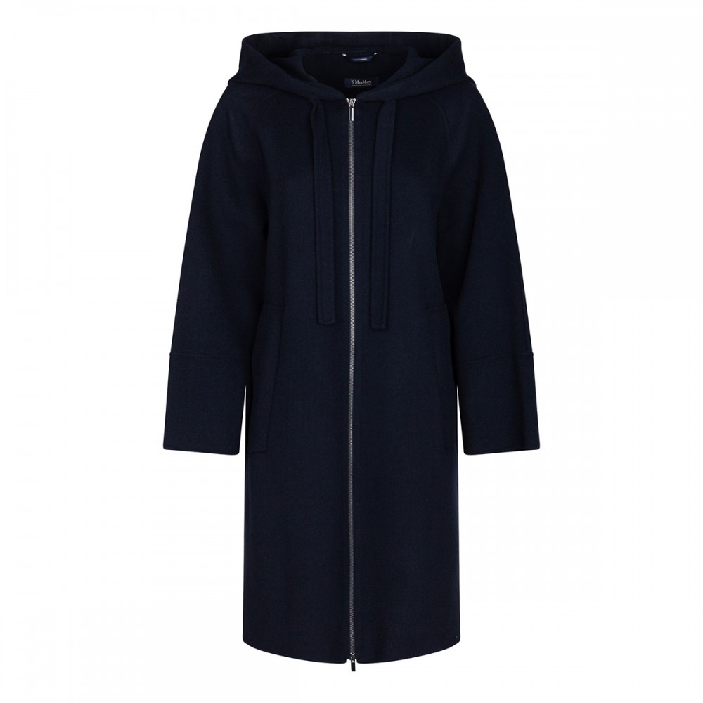 Hooded midnight blue coat