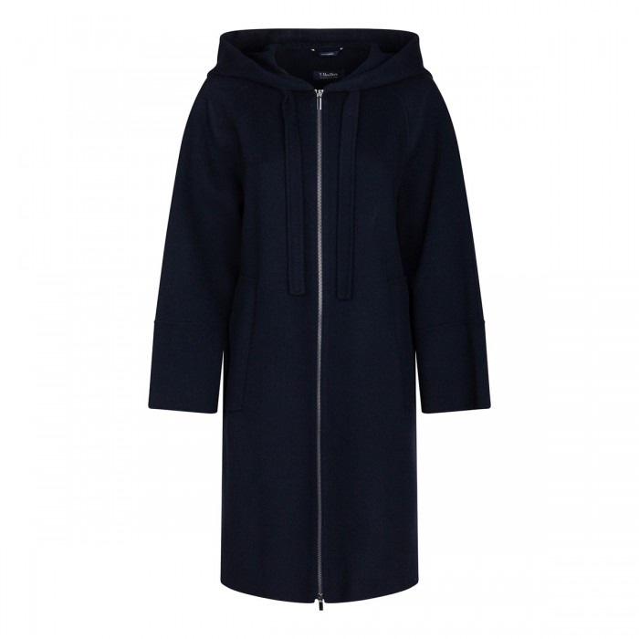 Hooded midnight blue coat