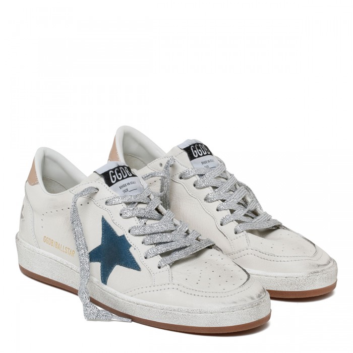 BallStar white and peach sneakers