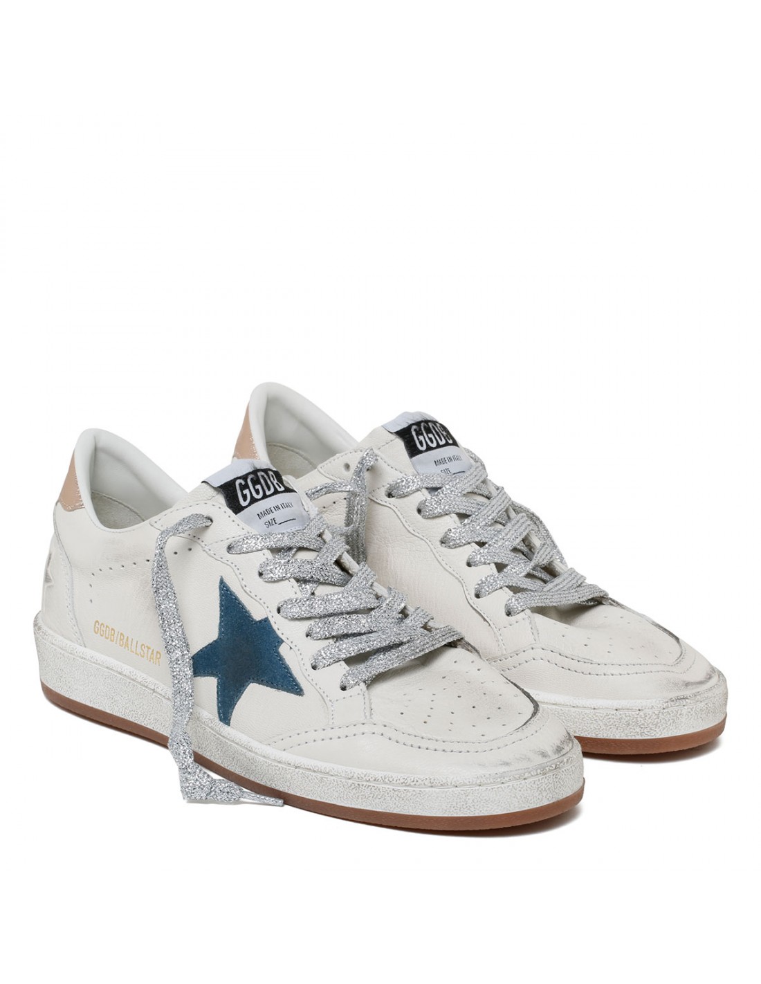 BallStar white and peach sneakers