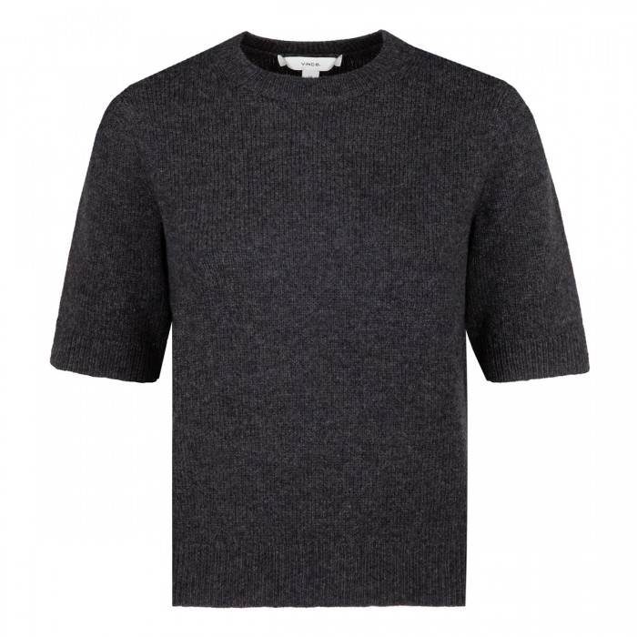 Charcoal-hue wool and cashmere top