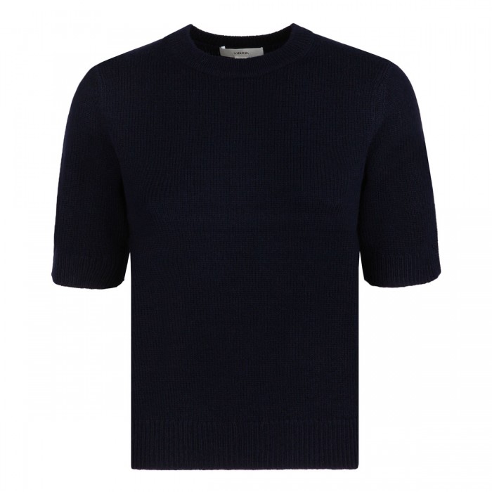 Marine blue wool and cashmere top