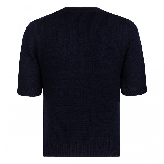 Marine blue wool and cashmere top