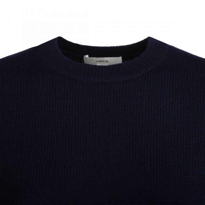 Marine blue wool and cashmere top