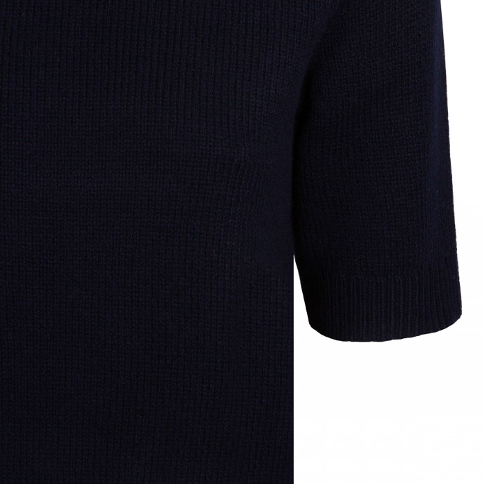 Marine blue wool and cashmere top