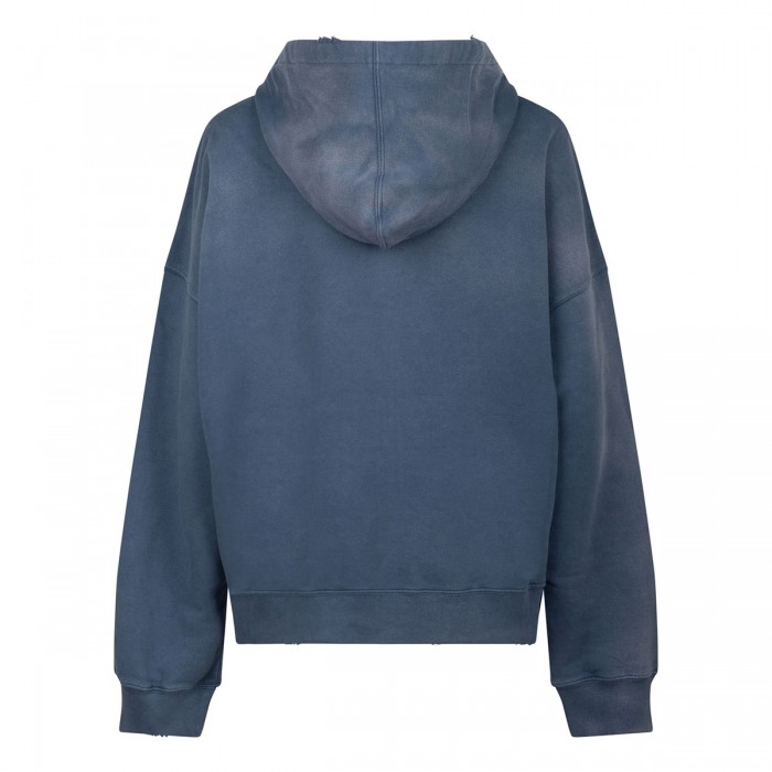 Blue cotton zipped hoodie