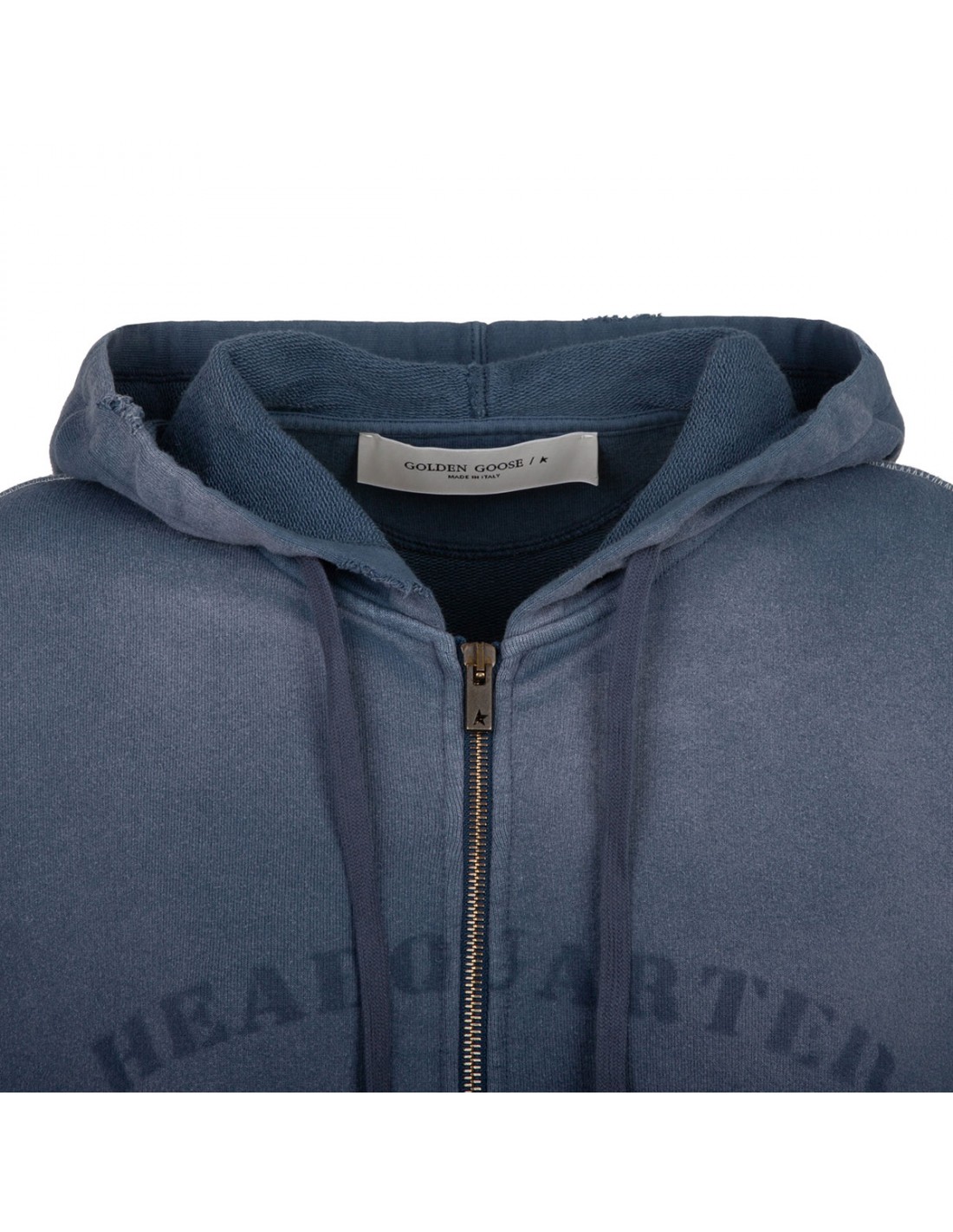 Blue cotton zipped hoodie