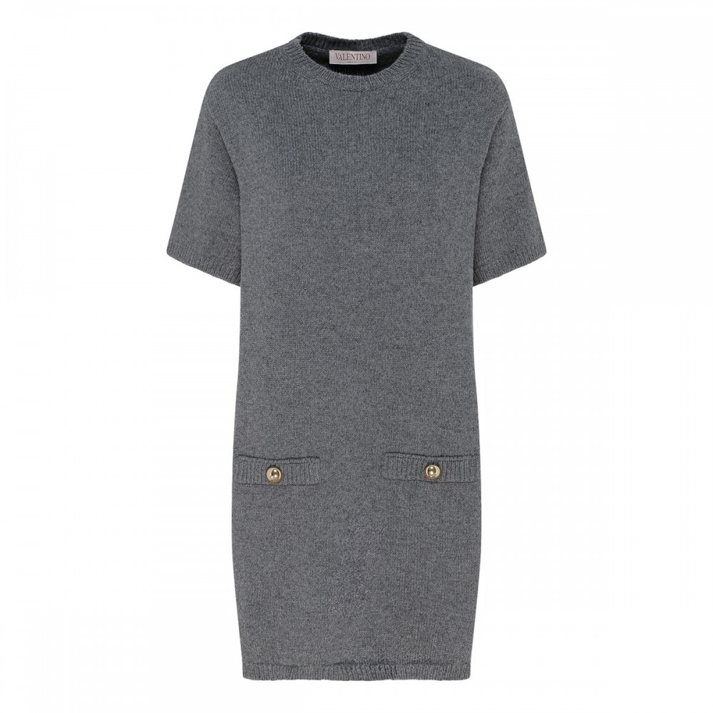 Dark gray virgin wool knit dress