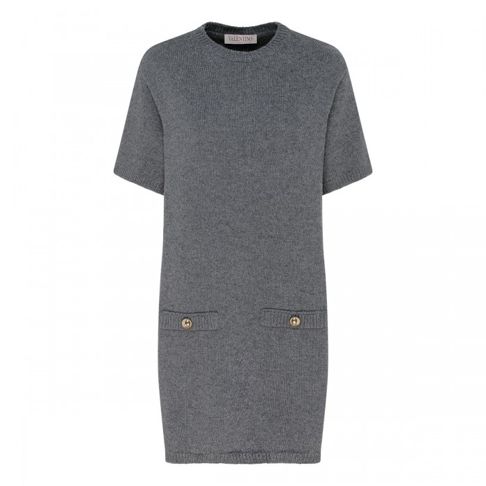 Dark gray virgin wool knit dress