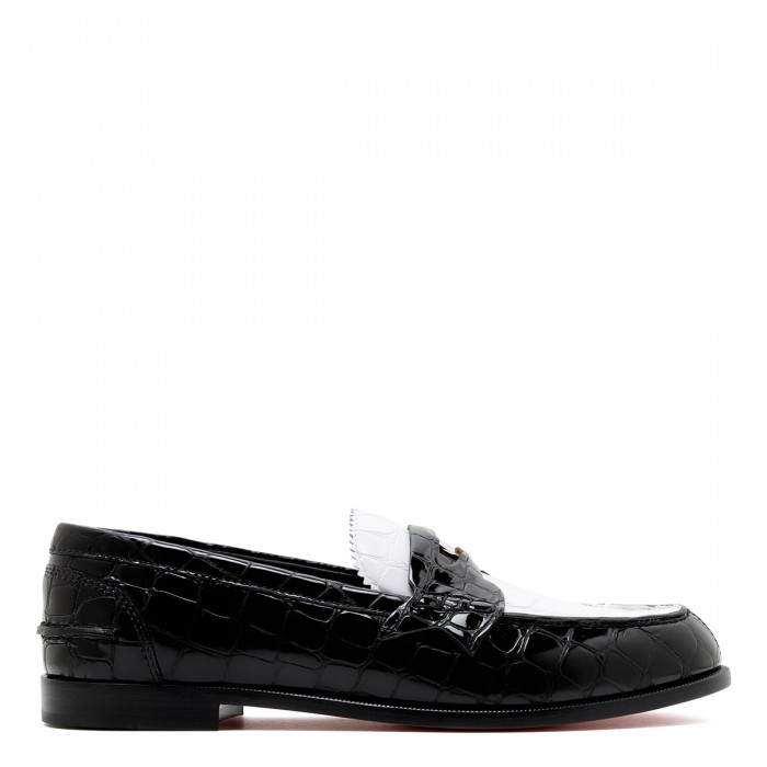 Penny black and white loafers