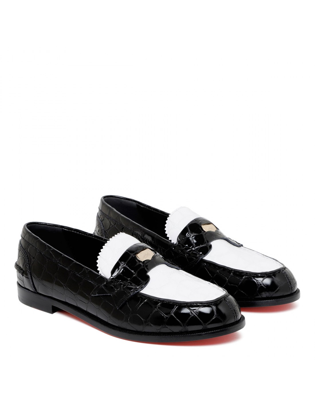 Penny black and white loafers