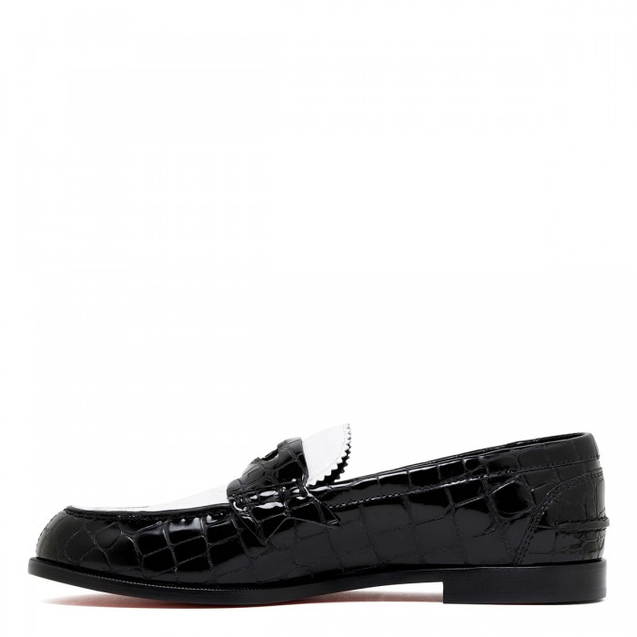 Penny black and white loafers