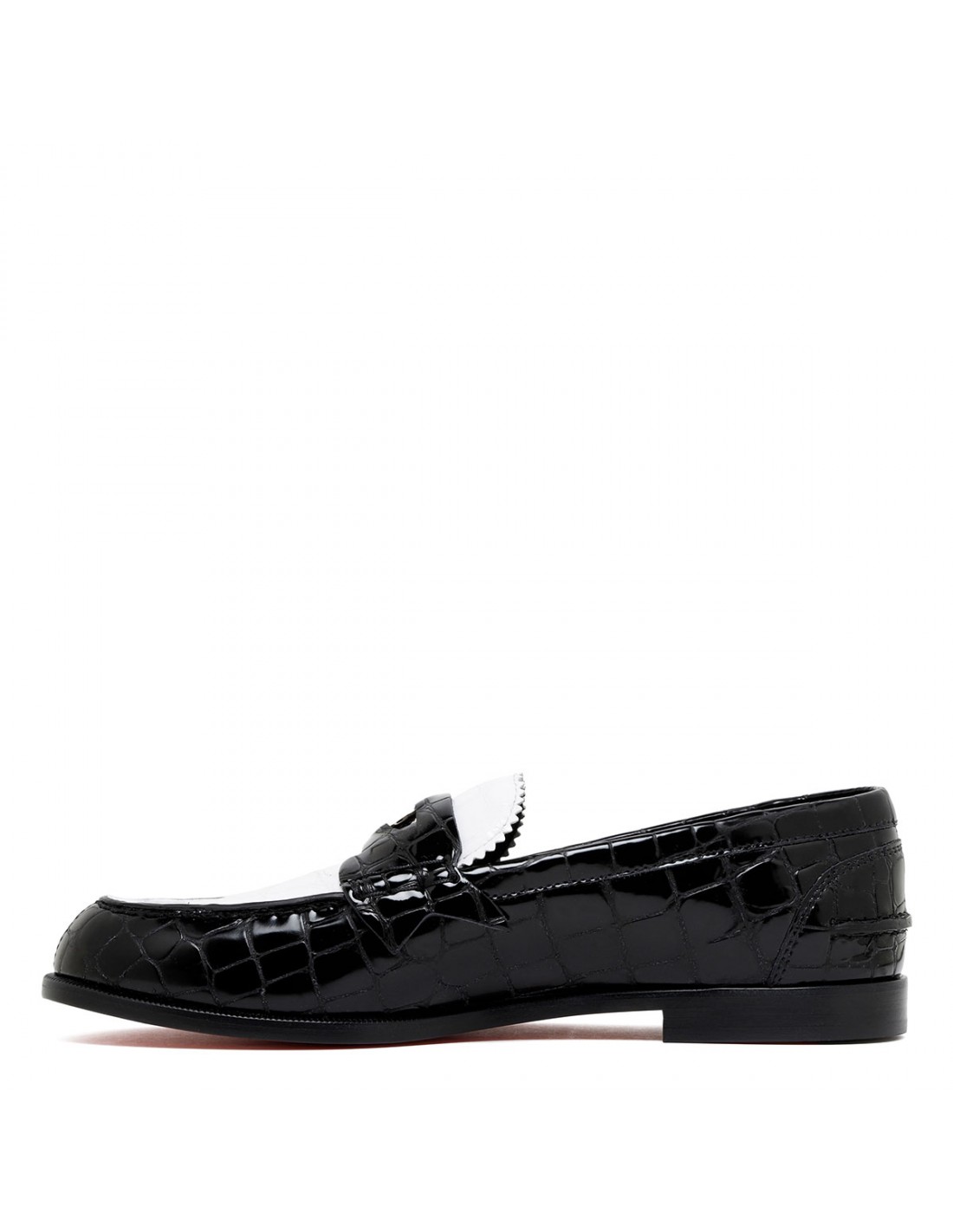 Penny black and white loafers